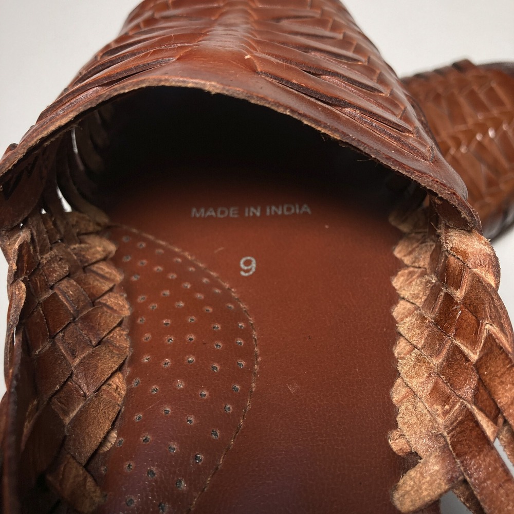 Sunsteps Hand Woven Barclay Huarache Open Toe Brown Leather Sandal Mens 9 - Picture 10 of 13